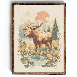 Elch Illustration Elch Illustration Grand Teton Nationalpark Yellowstone National Park Alaska Druck Elch Illustration Cottagecore Print