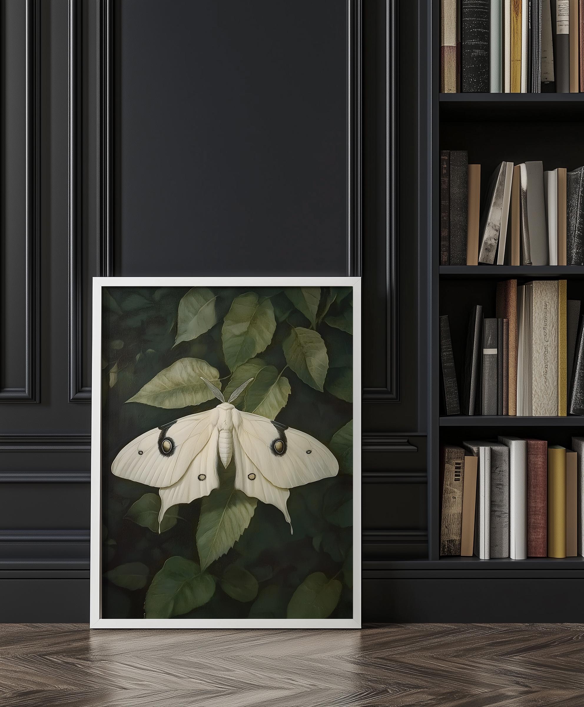 White Moth Printable Moth Art Dark Academia Wall Art Moody Decor for ...