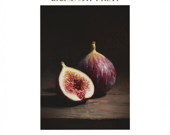 Fig Still Life Giclee Print, Vintage Cottagecore Kitchen Art