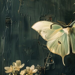 Luna Moth Print | Dark Cottagecore Wall Art | Dark Botanical Prints ...