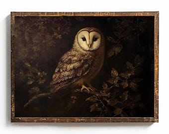 Vintage Owl Art Print, Dark Academia Cottagecore Decor (Digital Download)