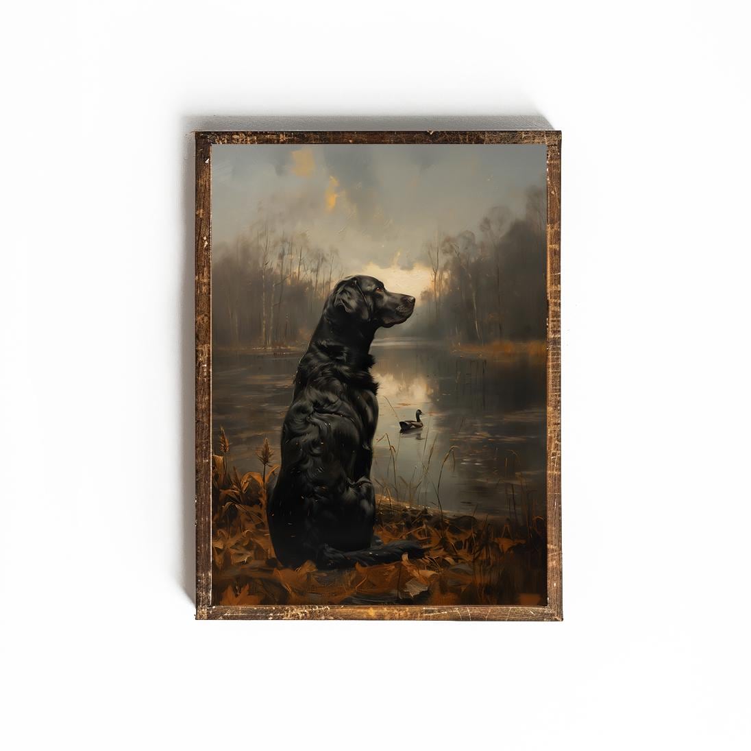 Black Labrador Retriever Art Print Black Lab Wall Art for Cabin