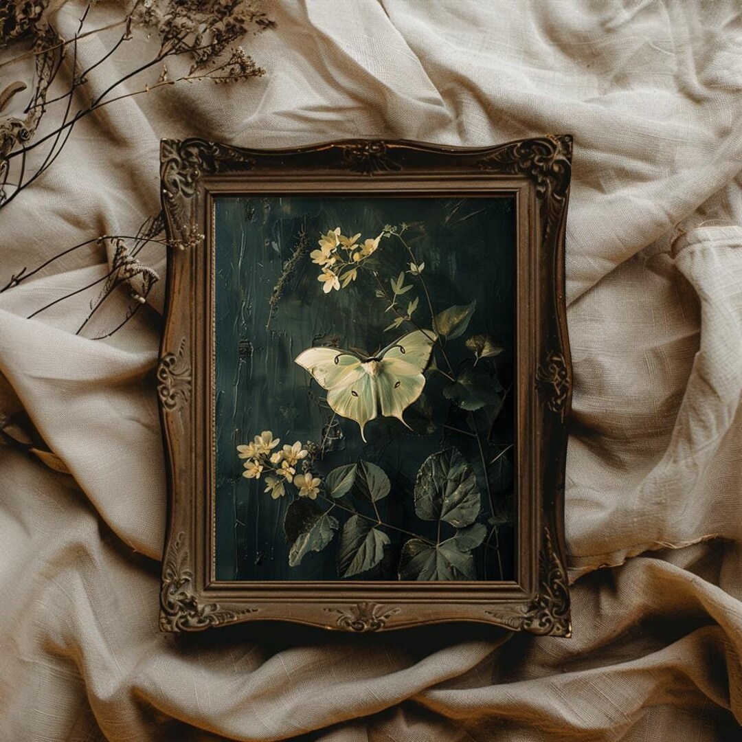 Luna Moth Art Printable Luna Moth Wall Art Dark Academia Decor Dark ...