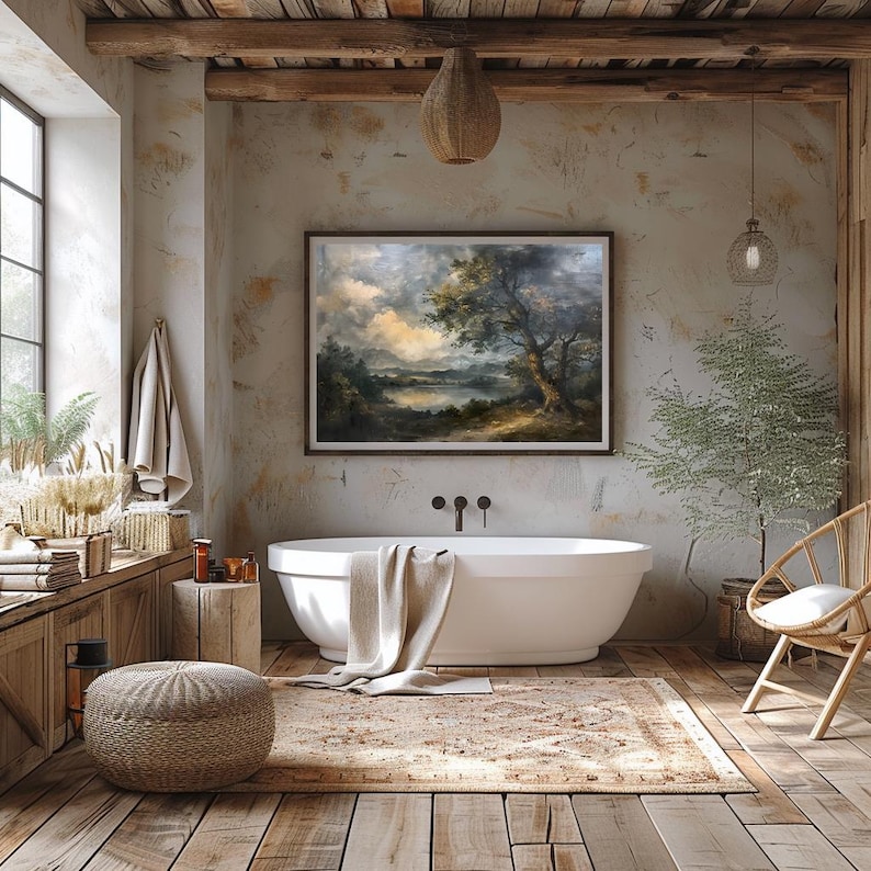 Moody Landscape Art Printable Dark Academia Wall Art for Bathroom Decor Vintage Art Print Dark Cottagecore Wall Decor Vintage Tree Printable image 6