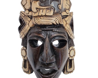 Vintage Aztec Myan Inca Plaster Cast/Wood? Wall Decor Tribal Mask 5" Tall