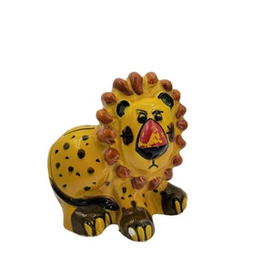 Vintage mid century Italian painted lion coin bank