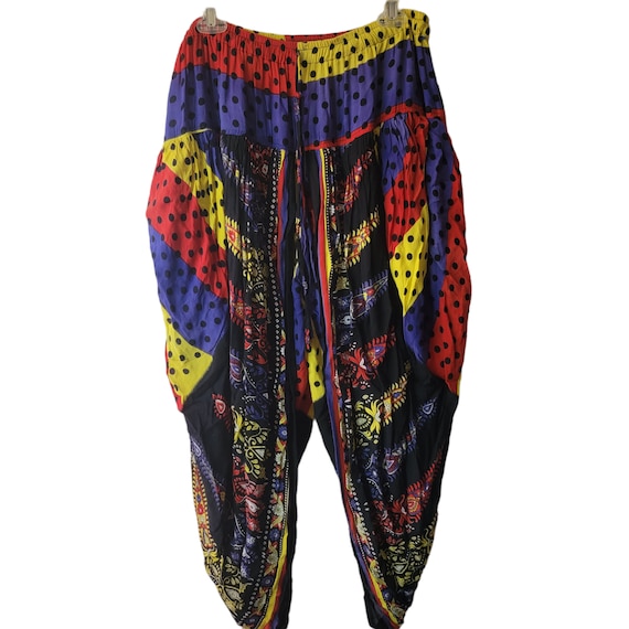 Rare Vintage Sanchi harem pants bright color retr… - image 1