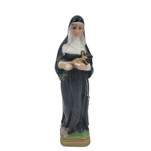 Vintage Saint Rita of Cascia Statue in Hand-Painted Plaster