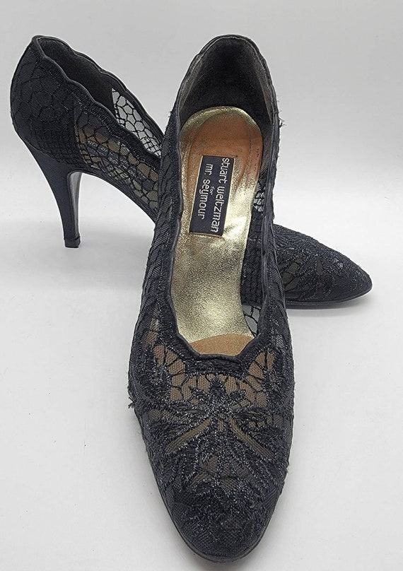 Vintage 1980s Stuart Weitzman lace mesh heels clas