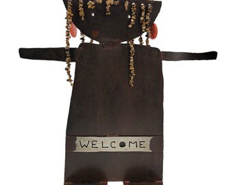 Vintage Bienvenido Jardín o escultura de metal de entrada