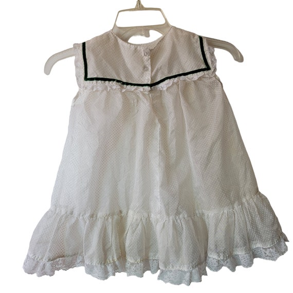 Girls vintage white polka dot pinafore dress gree… - image 5