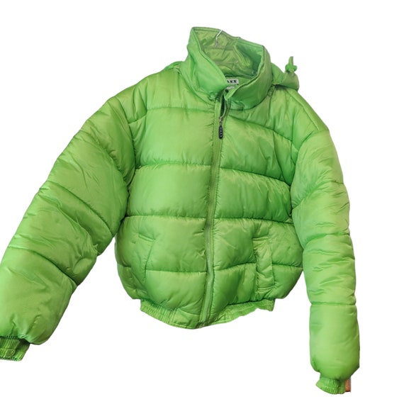 Rare LIME Green Maxx Sportswear puffer Jacket Vin… - image 2