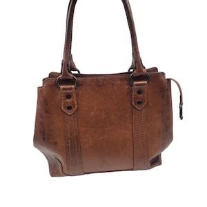 Patricia Frye Cognac brown leather tote shoulder bag western cowgirl