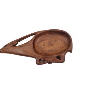 Vintage retro mid century modern wooden carved antelope trinket serving dish bowl