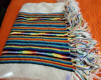 Rainbow Crochet Afghan Handmade Apache Tears pattern