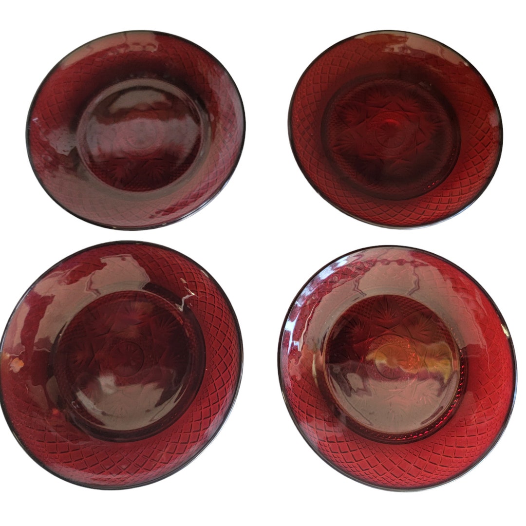 Vtg Luminarc Arcoroc Ruby Red Dinner Plates 8