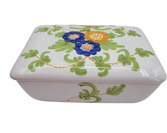 Vintage Italian Pottery  Floral Motif, Lillian Vernon Hand Painted Trinket