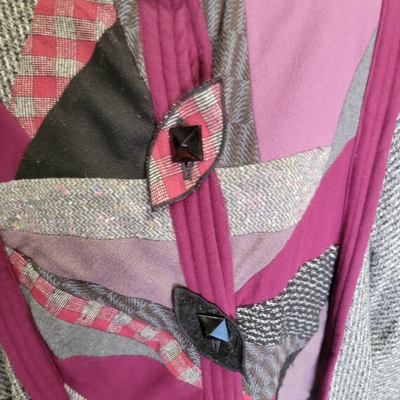 Vintage Handmade Wool Patchwork Duster cardigan c… - image 5