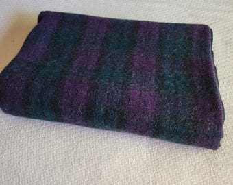 Vintage blue and purple plaid Woolrich wool blanket