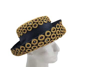 RESERVED Vintage Jack Mcconnell Black Feather Hat Ruched  display picture 1