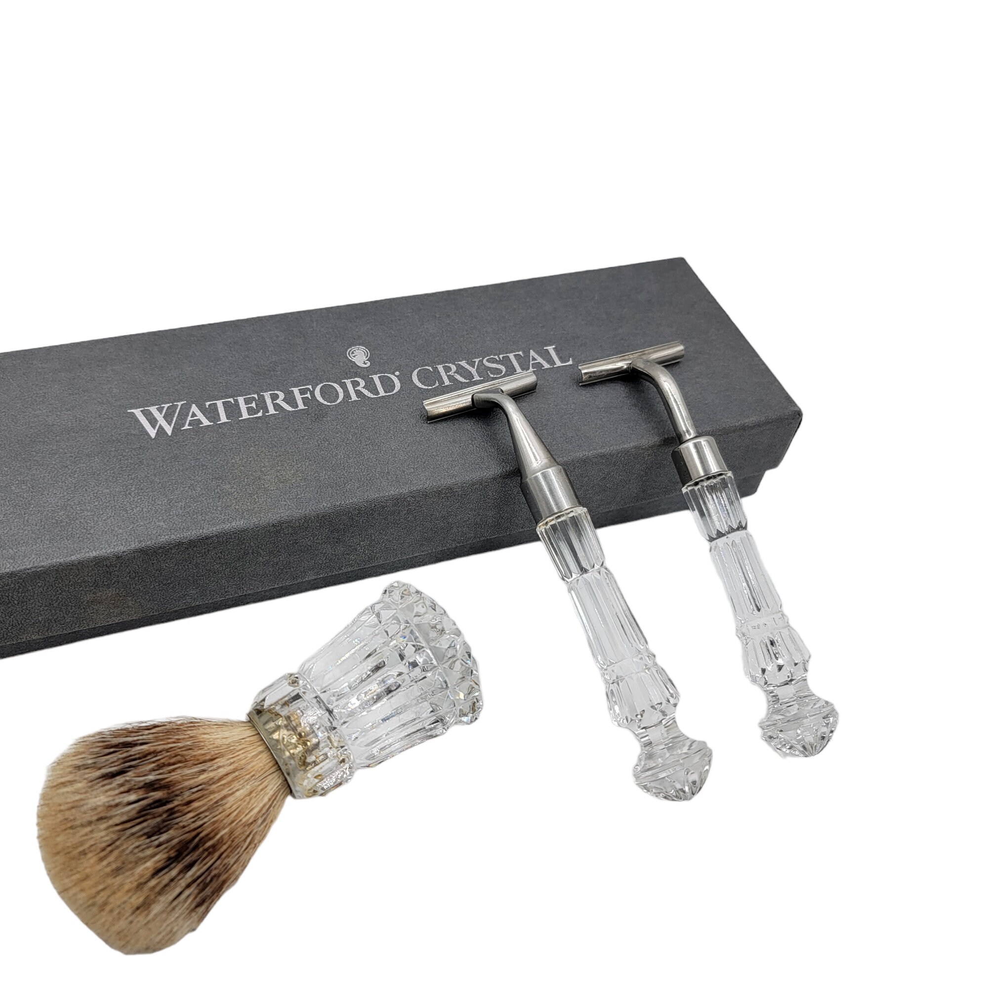 VINTAGE Waterford Crystal Shaving Set 3 Piece 2 Razors and Brush, - Etsy