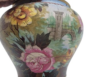 Vaso de arte em cerâmica Franz Anton colecionável vaso alemão pintado à mão