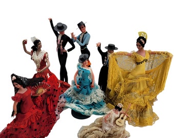 Marin Chiclana flamenco dolls vintage lot of 6