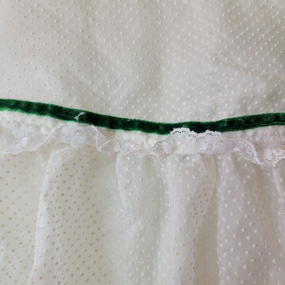 Girls vintage white polka dot pinafore dress gree… - image 3