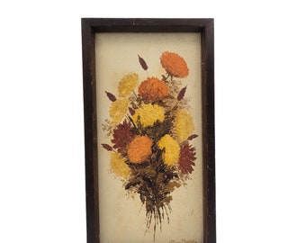 Mid century modern retro yellow and orange floral painting