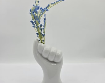 VTG MCM Ceramic Porcelain Hand Fist Floral Stem Holder Decorative