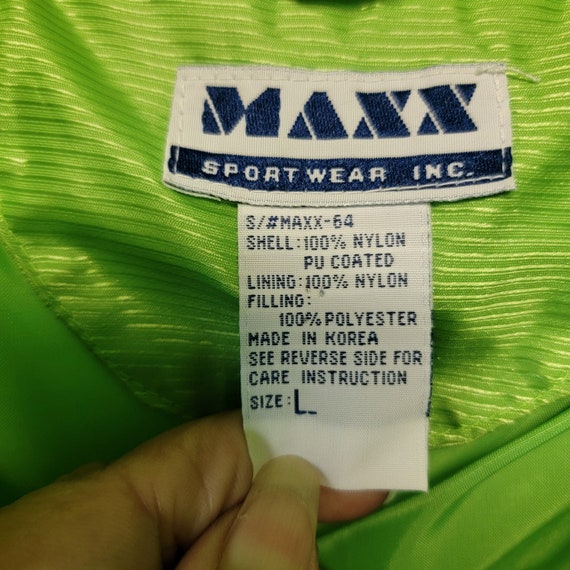 Rare LIME Green Maxx Sportswear puffer Jacket Vin… - image 6