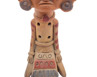 Vintage Columbian Style MAYAN Terracotta Whistle Flute Figurine