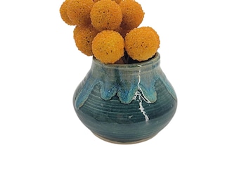 Ocean blue glaze handmade pottery vase