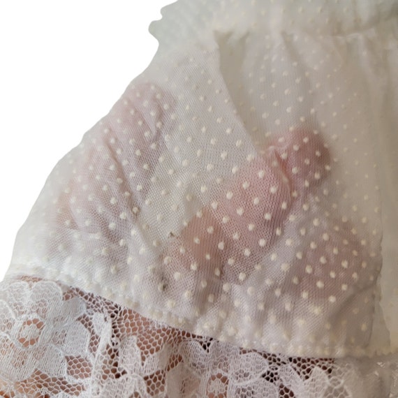 Girls vintage white polka dot pinafore dress gree… - image 4