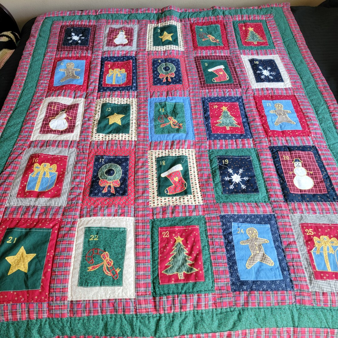 Handmade Quilt Christmas Advent Calendar Blanket 48x60 Large Etsy