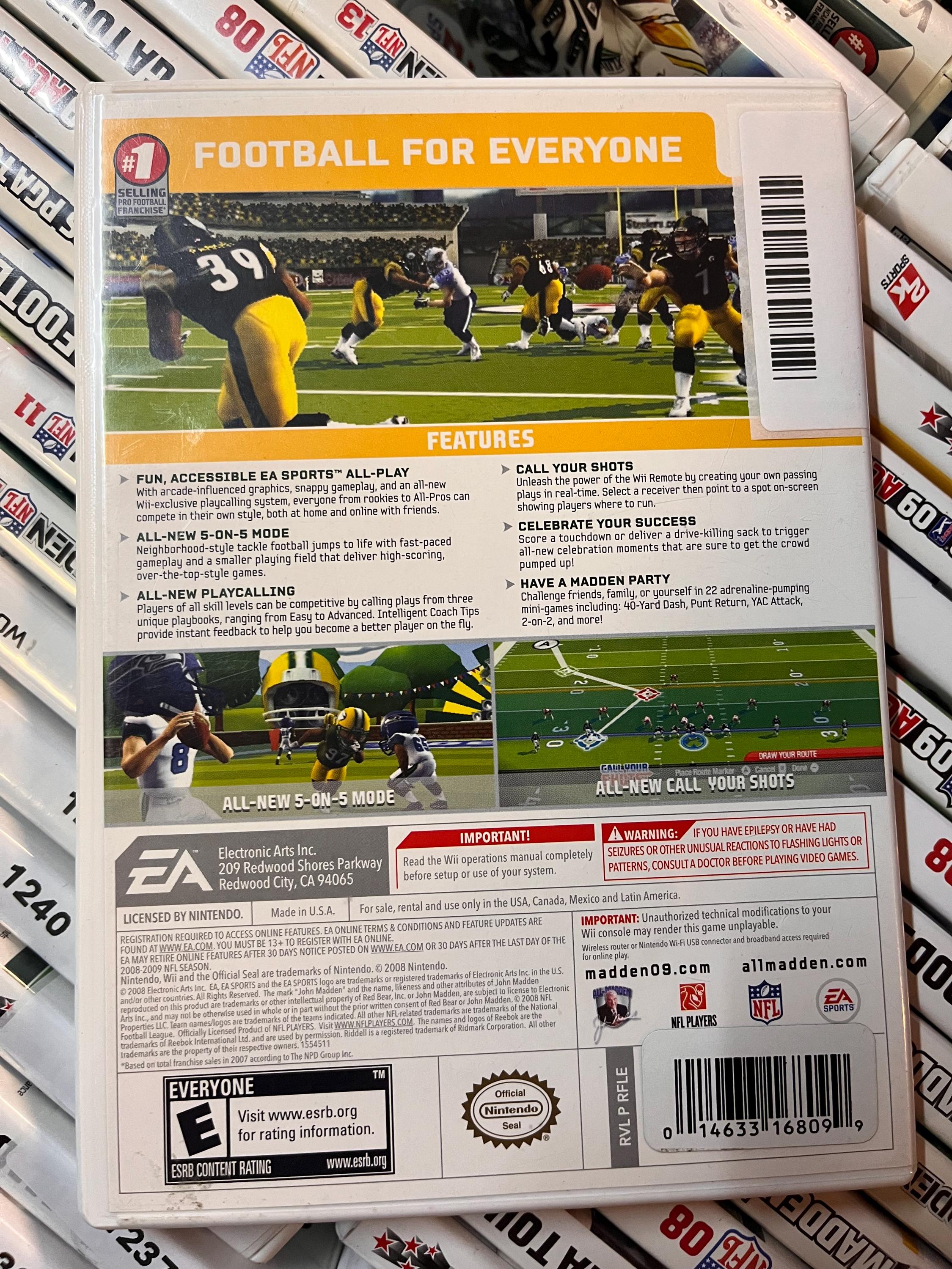 Madden NFL 09 All-play Video Game for the Nintendo Wii Console System ...