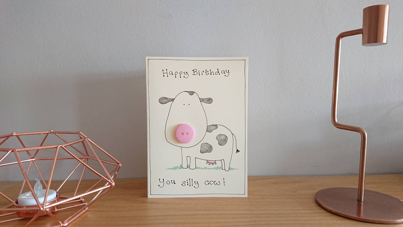 Funny Ladies Old Cow Happy Birthday Card for Friends for Her | Etsy