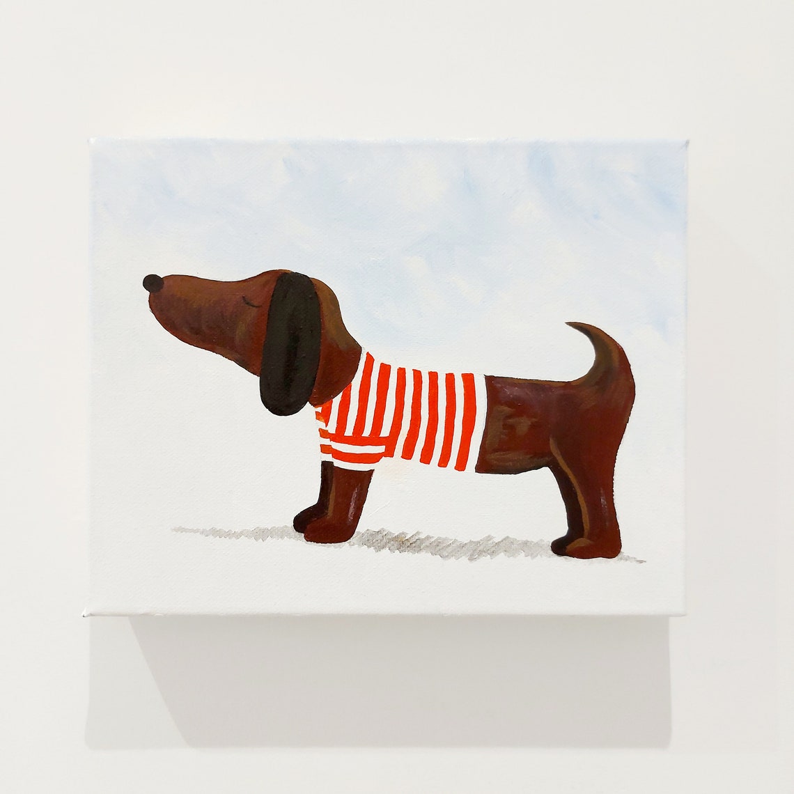Sausage Dog / Dachshund Painting in Acrylic on CanvasGift for Etsy