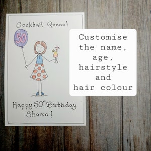 Tarjeta de 50 cumpleaños para mujeres, tarjetas para amigos, tarjetas para ella, para tía, colega, hermana, prima. Tarjetas de cumpleaños para damas