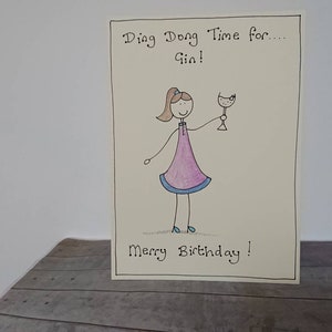 Verjaardagskaart voor vrouwen, grappige gin-kaart voor haar, voor vrienden, zussen, collega's, tante, moeder.  Handgemaakte aanpasbare kaart.