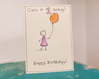 First Birthday Card, 1st Birthday Card, First Birthday Cards, Baby Birthday Card, Girl Birthday Card, Card Baby Girl, Kids Birthday Card