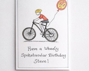 Personalised Cycling 60th Birthday Card for Him | Cyclist Birthday Card | Bike Lover Card for Husband, Dad, Grandad
