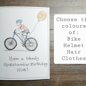 Tarjeta de cumpleaños número 50 personalizable para él, para su marido, pareja, tío, amigo o abuelo. Tarjeta de ciclismo personalizable para papá