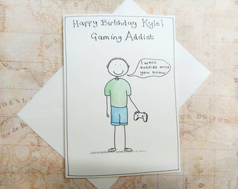 Customisable Gaming Birthday Card for Son, for Him, for Nephew or Grandson. Gamer Card For Boys, for Men.