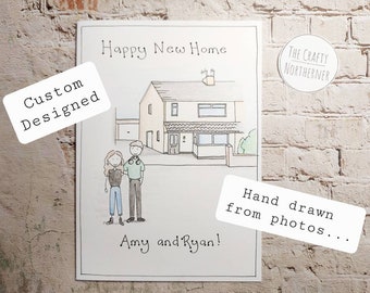 Bespoke Personalised Hand Drawn New Home / First Home Card