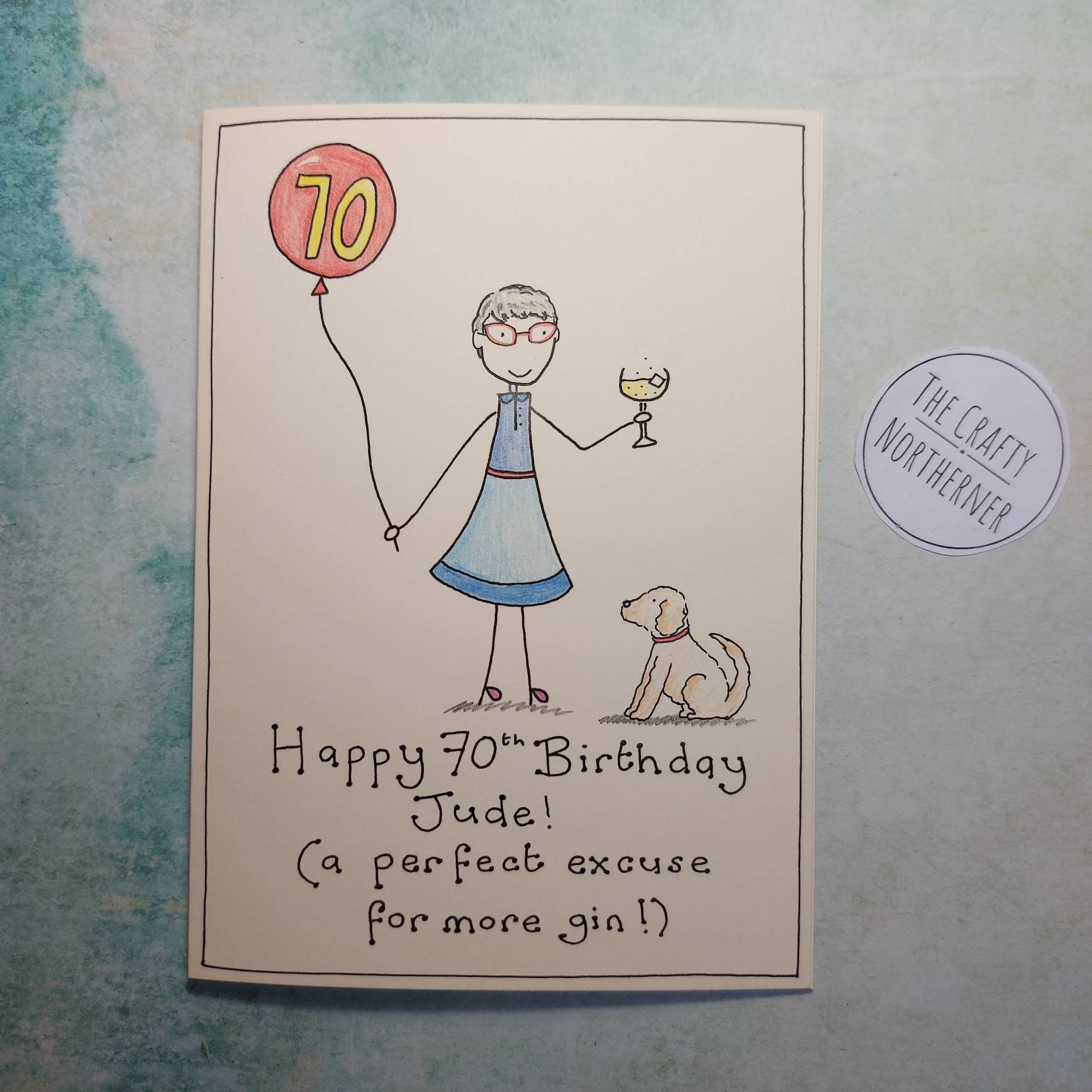 Customisable 70th Birthday Card for Women, Modern 70th Ladies Card, for