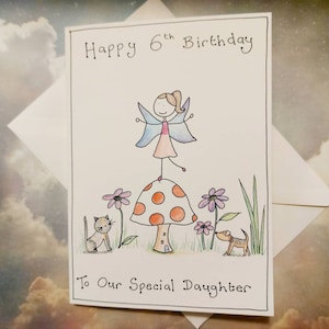 Tarjeta de cumpleaños personalizable de hada mágica para niñas, hijas, sobrinas y nietas.