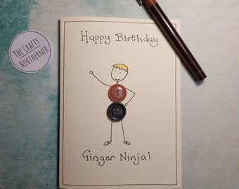 Ginger Ninja Boys Birthday Card for Son, Grandson, Nephew, Great Grandson. Birthday Card for 10, 11, 12, 13, 14, 15, 16 year old