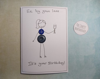 Yorkshire Birthday Card for Women, Funny Birthday Card for Her, For Friends // Northerner Birthday Card, Button People Cards