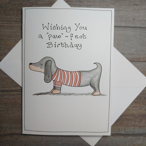 Tarjeta de cumpleaños de perro salchicha, tarjeta de perro salchicha, tarjeta de perro lindo, tarjeta del perro, tarjeta de perro nuevo para ella, para él, para esposo o esposa